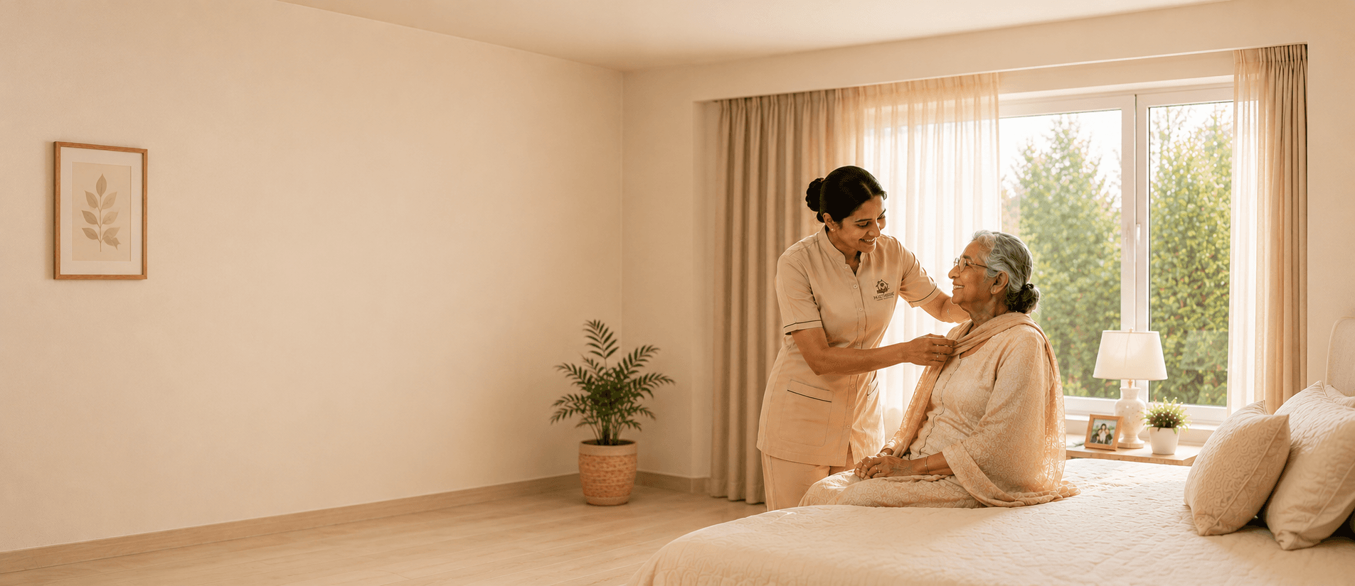 Elder care specialist providing professional home care for a senior in Chennai
